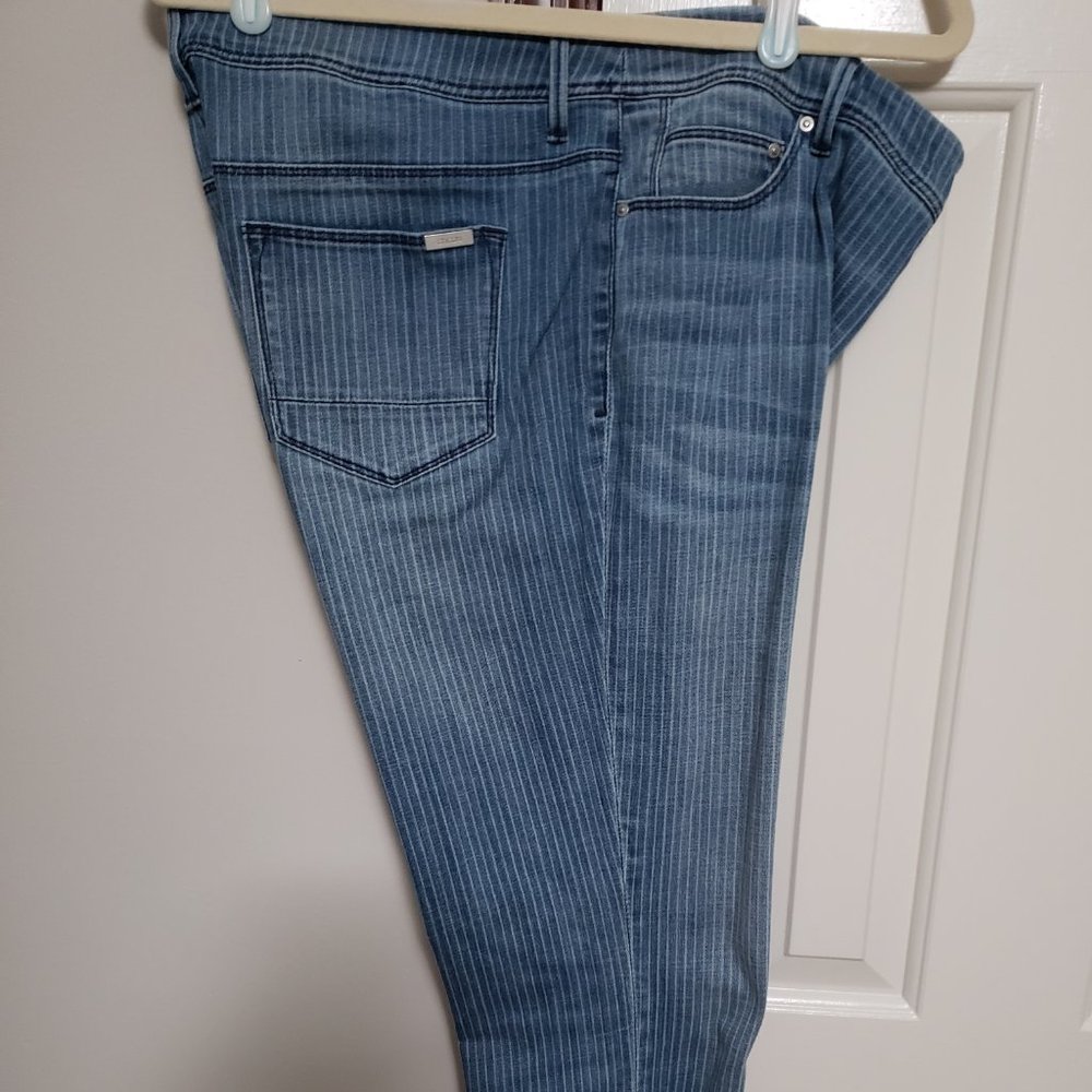 Chico's denim striped crop jeans